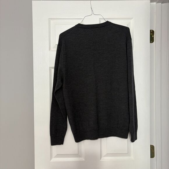 Turnbury Extra Fine Merino Wool Sweater Mens Large Gray V-Neck Pullover - Picture 2 of 3